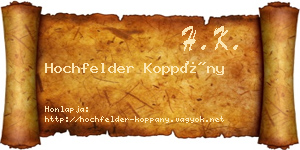 Hochfelder Koppány névjegykártya